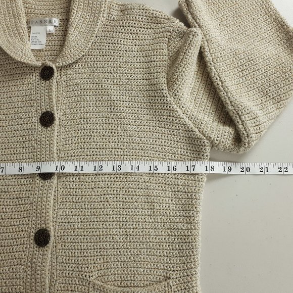Spanner Beige Metallic Knit Sweater Blazer - Picture 5 of 15